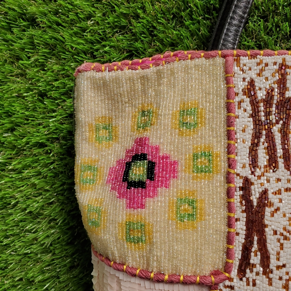 Multicolor Mixed Print Sequin Beaded Handbag - image 6